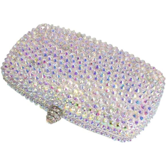 ⚡ Women's Silver Rhinestone Diamond Glitter Shining Evening Crossbody Bag - Picture 4 of 7
